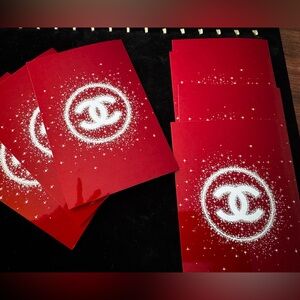 Set of 7 Holiday note cards Chanel double c gold